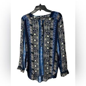 Nine West Lucy Blue Boho Women's Top-XL